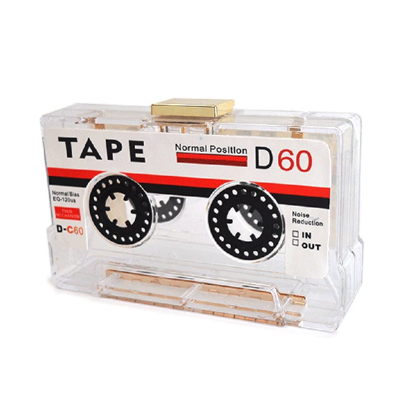 QZUnique Tape Shaped Shoulder Bag Radio Recorder PU Crossbody Bag Women's Retro Evening Bag Handbag Clutch Purse - Image 2